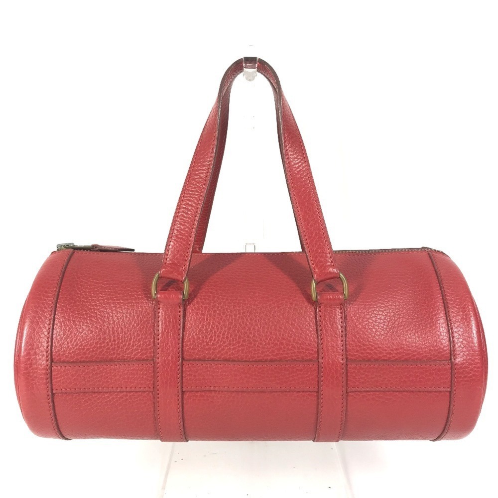 HERMES Vintage Mini Arty Boston Bag, Ardennes Cylindrical Handbag, Red, for M...